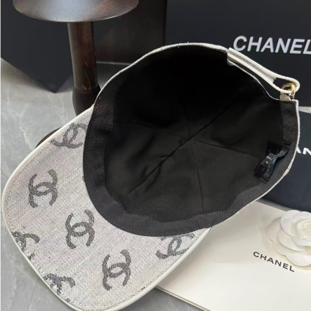 CHANEL Beige and Charcoal Logo Hat - Picture 5 of 5